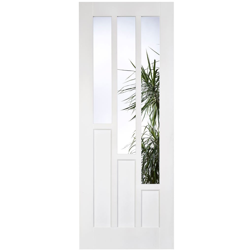 Three Folding Doors & Frame Kit - Coventry 2+1 Folding Door- Clear Glass - White Primed