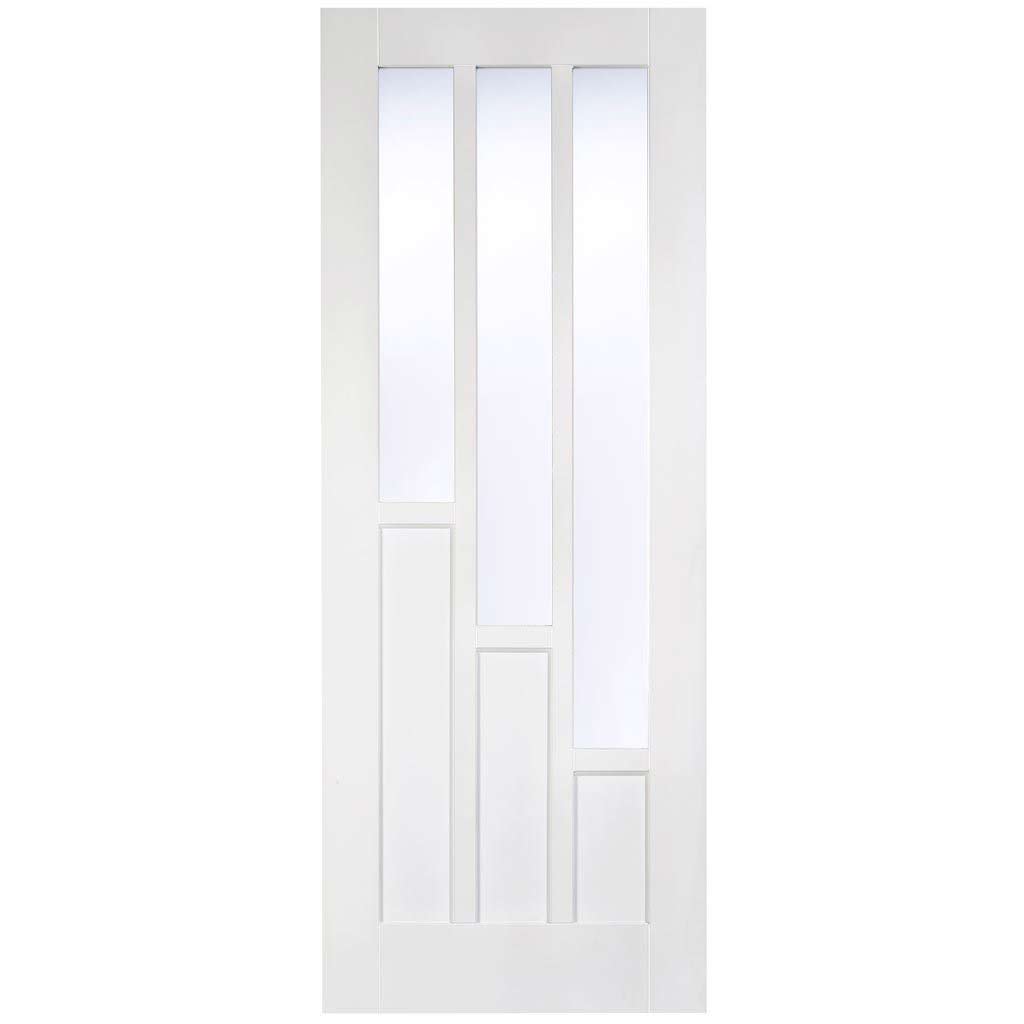 Coventry Style Absolute Evokit Single Pocket Door Details - Clear Glass - White Primed