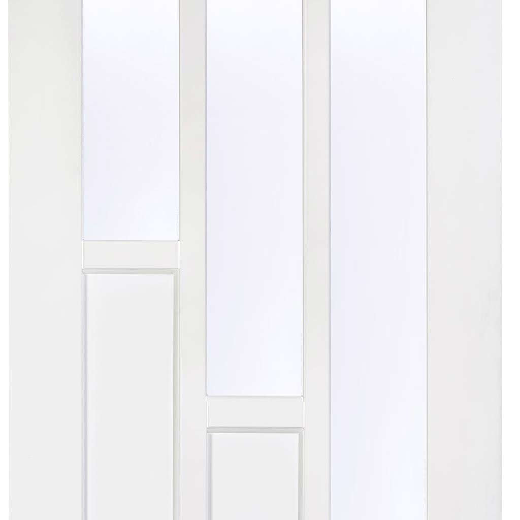 Two Folding Doors & Frame Kit - Coventry 2+0 - Clear Glass - White Primed