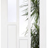 Coventry Style Staffetta Twin Telescopic Pocket Doors - Clear Glass - White Primed