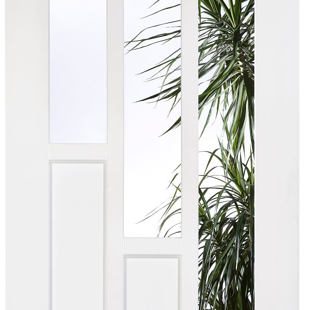 Four Folding Doors & Frame Kit - Coventry 3+1 - Clear Glass - White Primed