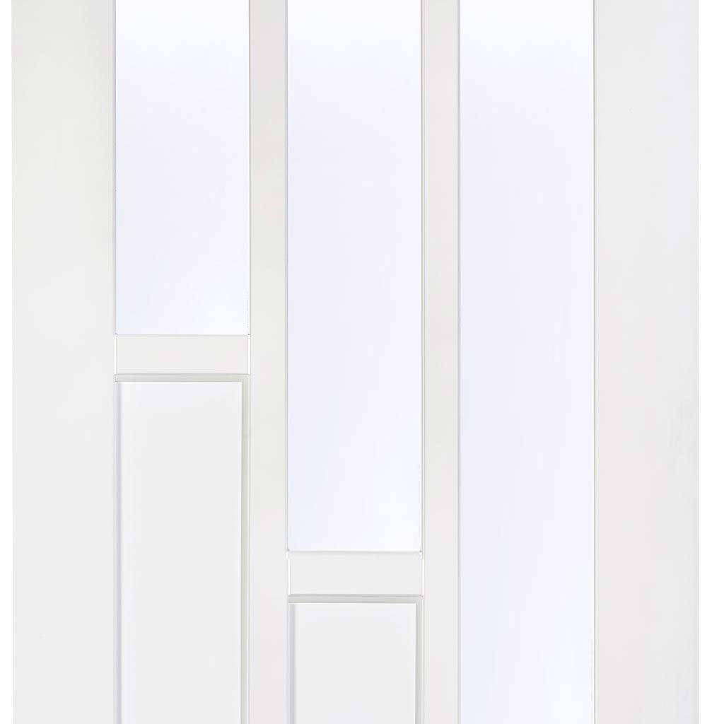 Coventry Style Absolute Evokit Single Pocket Door Details - Clear Glass - White Primed