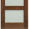 Three Folding Doors & Frame Kit - Coventry Walnut Shaker 2+1 - Frosted Glass - Prefinished