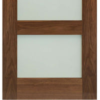 Five Folding Doors & Frame Kit - Coventry Walnut Shaker 3+2 - Frosted Glass - Prefinished
