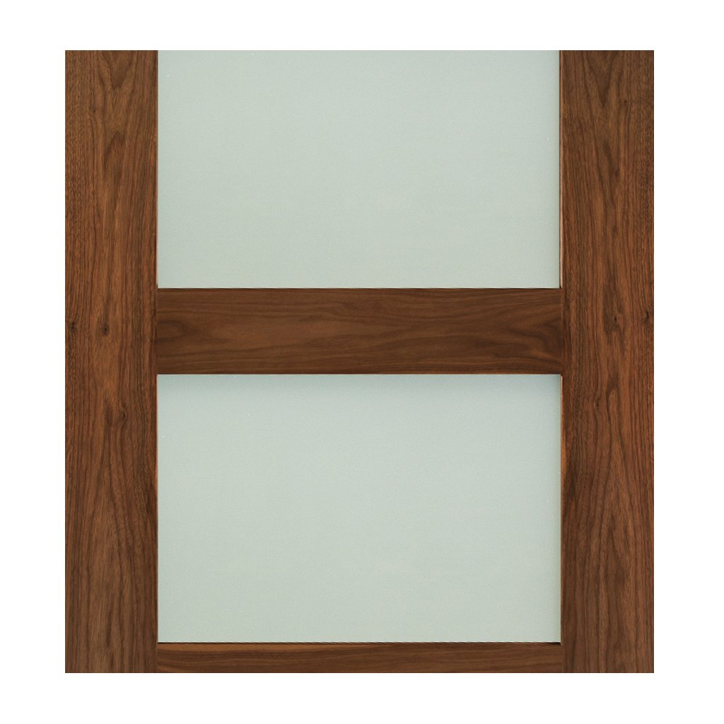 Two Folding Doors & Frame Kit - Coventry Walnut Shaker 2+0 - Frosted Glass - Prefinished