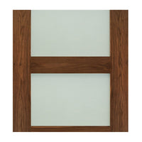 Two Folding Doors & Frame Kit - Coventry Walnut Shaker 2+0 - Frosted Glass - Prefinished