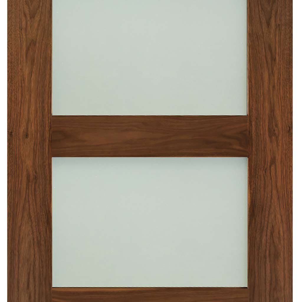 Three Folding Doors & Frame Kit - Coventry Walnut Shaker 2+1 - Frosted Glass - Prefinished