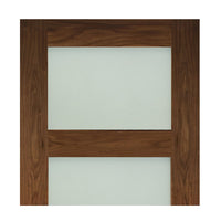 Two Folding Doors & Frame Kit - Coventry Walnut Shaker 2+0 - Frosted Glass - Prefinished