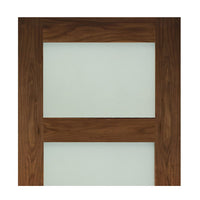 Coventry Walnut Veneer Shaker Style Staffetta Twin Telescopic Pocket Doors - Frosted Glass - Prefinished
