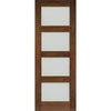 Saturn Tubular Stainless Steel Sliding Track & Coventry Walnut Shaker Double Door - Frosted Glass - Prefinished