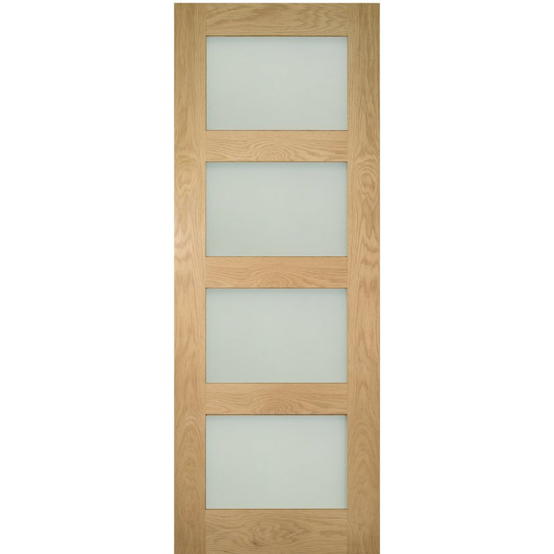 Bespoke Coventry Shaker Style Oak Internal Door - Frosted Glass - Unfi ...