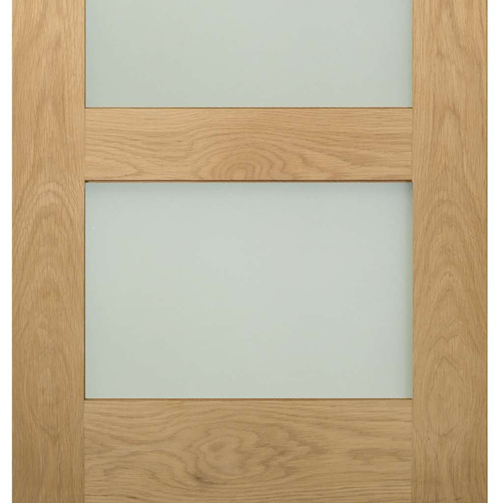 Four Folding Doors & Frame Kit - Coventry Shaker Oak 3+1 - Frosted Glass - Unfinished