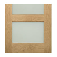 Coventry Shaker Style Oak Double Evokit Pocket Door Detail - Frosted Glass - Unfinished