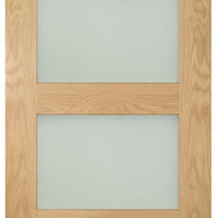 Three Folding Doors & Frame Kit - Coventry Shaker Oak 2+1 - Frosted Glass - Unfinished