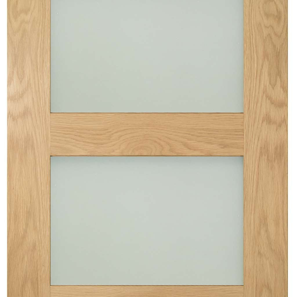 Three Folding Doors & Frame Kit - Coventry Shaker Oak 3+0 - Frosted Glass - Unfinished