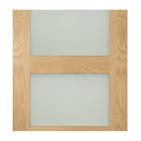 Coventry Shaker Style Oak Double Evokit Pocket Door Detail - Frosted Glass - Unfinished