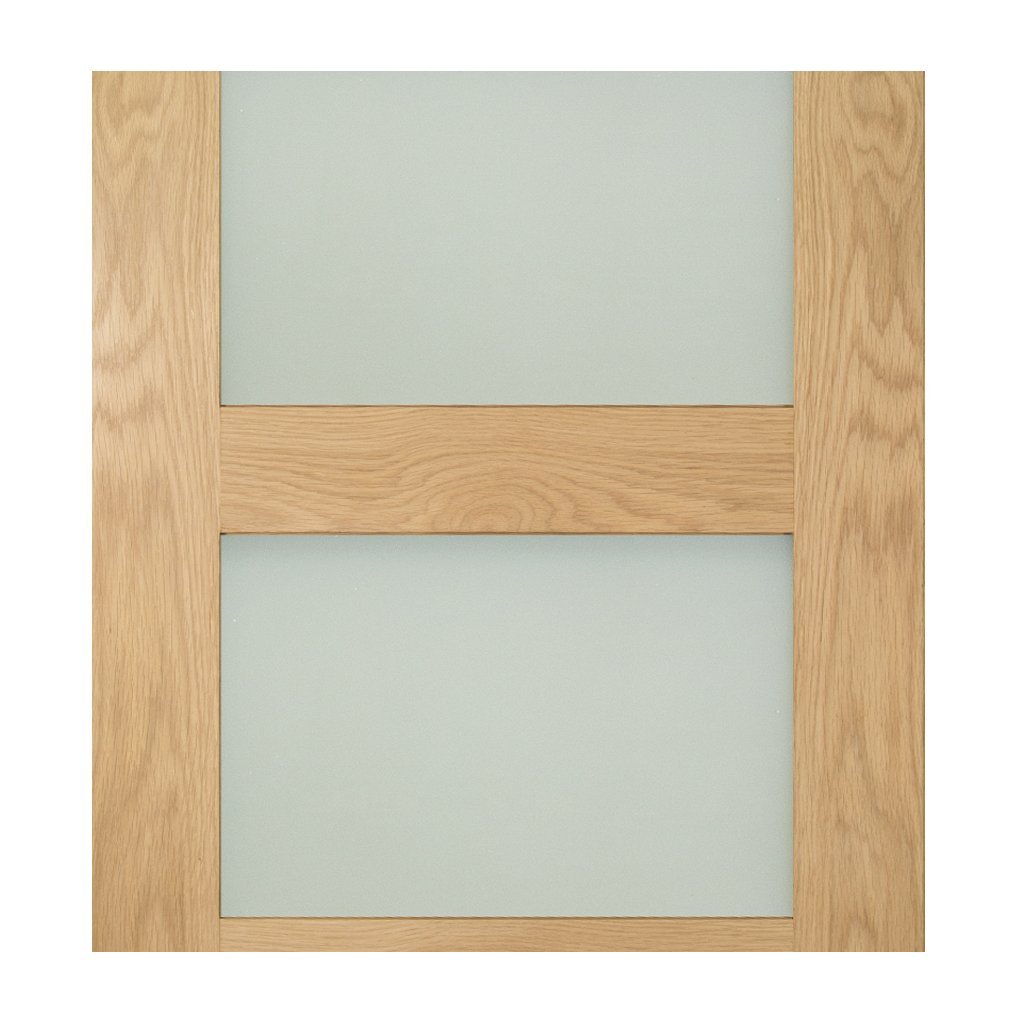 Coventry Shaker Style Oak Double Evokit Pocket Door Detail - Frosted Glass - Unfinished