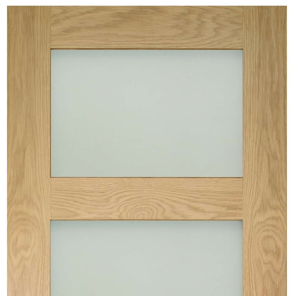 Four Folding Doors & Frame Kit - Coventry Shaker Oak 2+2 - Frosted Glass - Unfinished