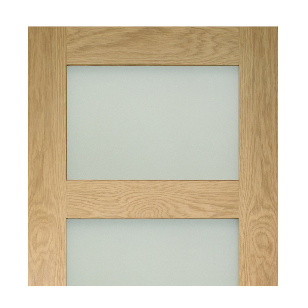 Coventry Shaker Style Oak Single Evokit Pocket Door Detail - Frosted Glass - Unfinished
