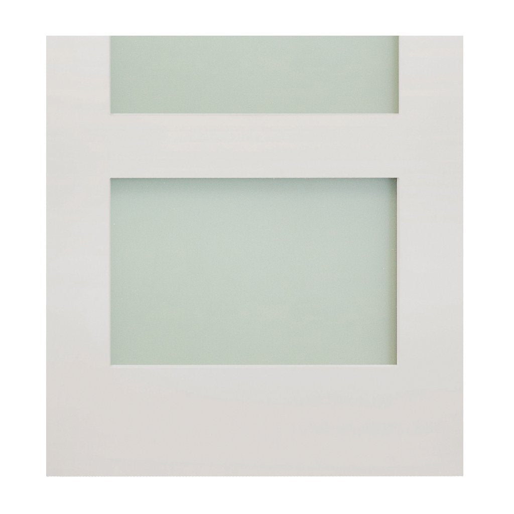 Two Folding Doors & Frame Kit - Coventry Shaker 2+0 - Frosted Glass - White Primed