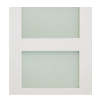 Two Folding Doors & Frame Kit - Coventry Shaker 2+0 - Frosted Glass - White Primed