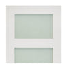 Coventry Shaker Staffetta Twin Telescopic Pocket Doors - Frosted Glass - White Primed