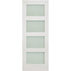 Coventry Shaker Double Evokit Pocket Door Detail - Frosted Glass - White Primed