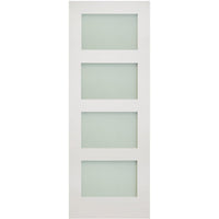 Coventry Shaker Double Evokit Pocket Door Detail - Frosted Glass - White Primed