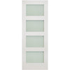 Coventry Shaker Double Evokit Pocket Door Detail - Frosted Glass - White Primed