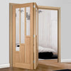 Two Folding Doors & Frame Kit - Coventry Contemporary Oak 2+0 - Clear Glass - Unfinished