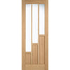 Coventry Contemporary Oak Veneer Staffetta Twin Telescopic Pocket Doors - Clear Glass