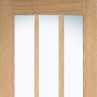 Three Folding Doors & Frame Kit - Vancouver 4 Pane Oak 2+1 - Clear Glazed Offset - Prefinished