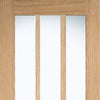 Coventry Contemporary Oak Veneer Staffetta Twin Telescopic Pocket Doors - Clear Glass