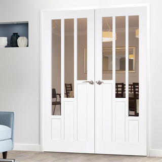 Image: Coventry Door Pair - Clear Glass - White Primed