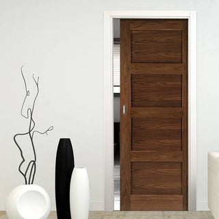 Image: Coventry Walnut  Shaker Style Evokit Pocket Fire Door - 1/2 Hour Fire Rated - Prefinished