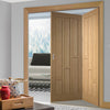 Two Folding Doors & Frame Kit - Coventry Contemporary Panel Oak 2+0 - Unfinished