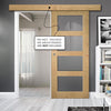 Single Sliding Door & Wall Track - Coventry Oak Door - Clear Glass - Prefinished