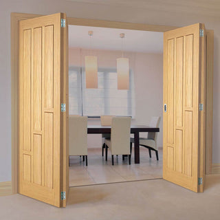 Image: Four Folding Doors & Frame Kit - Coventry Contemporary Panel Oak 2+2 - Unfinished