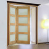 Two Folding Doors & Frame Kit - Coventry Shaker Oak 2+0 - Frosted Glass - Unfinished