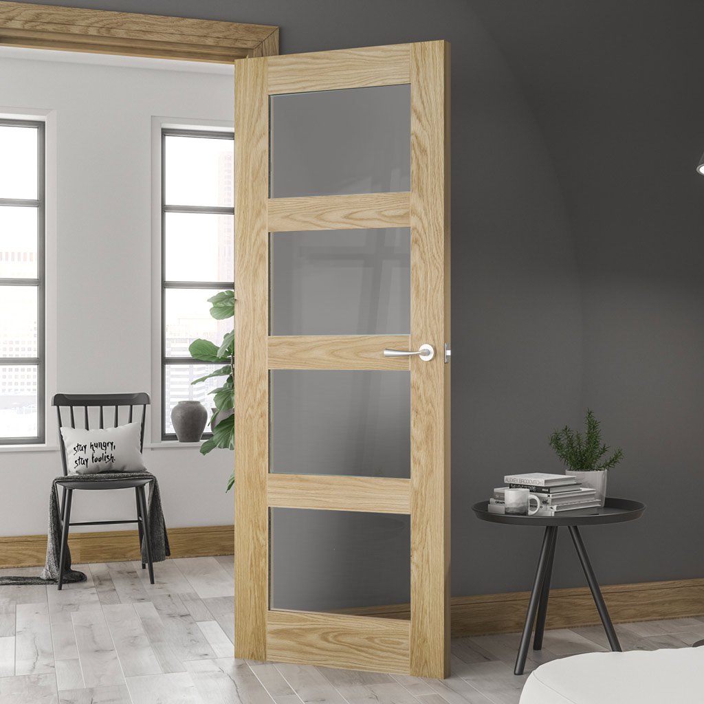 Coventry shaker style oak 4 glass interior door 