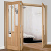 Three Folding Doors & Frame Kit - Coventry Contemporary Oak 2+1 - Clear Glass - Unfinished