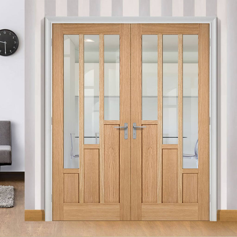 Coventry Oak Door Pair - Clear Glass - Prefinished