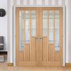 Coventry Oak Internal Door Pair - Clear Glass - Prefinished