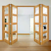 Four Folding Doors & Frame Kit - Coventry Shaker Oak 2+2 - Clear Glass - Unfinished
