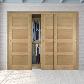 Image: Three Sliding Maximal Wardrobe Doors & Frame Kit - Coventry Oak Door - Prefinished