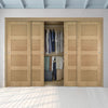Four Sliding Maximal Wardrobe Doors & Frame Kit - Coventry Shaker Style Oak Door - Unfinished