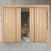 Four Sliding Doors and Frame Kit - Coventry Contemporary Oak Panel Door - Unfinished
