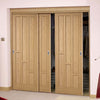 Three Sliding Wardrobe Doors & Frame Kit - Coventry Contemporary Oak Panel Door - Unfinished