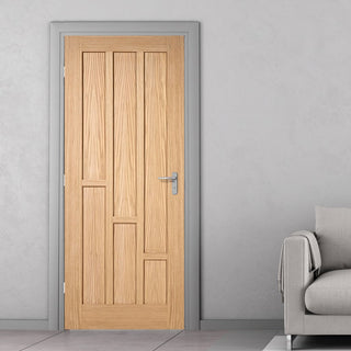 Image: LPD Joinery Bespoke Coventry Contemporary Oak Panel Fire Door - 1/2 Hour Fire Rated