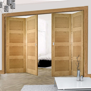 Image: Four Folding Doors & Frame Kit - Coventry Shaker Oak 2+2 - Unfinished